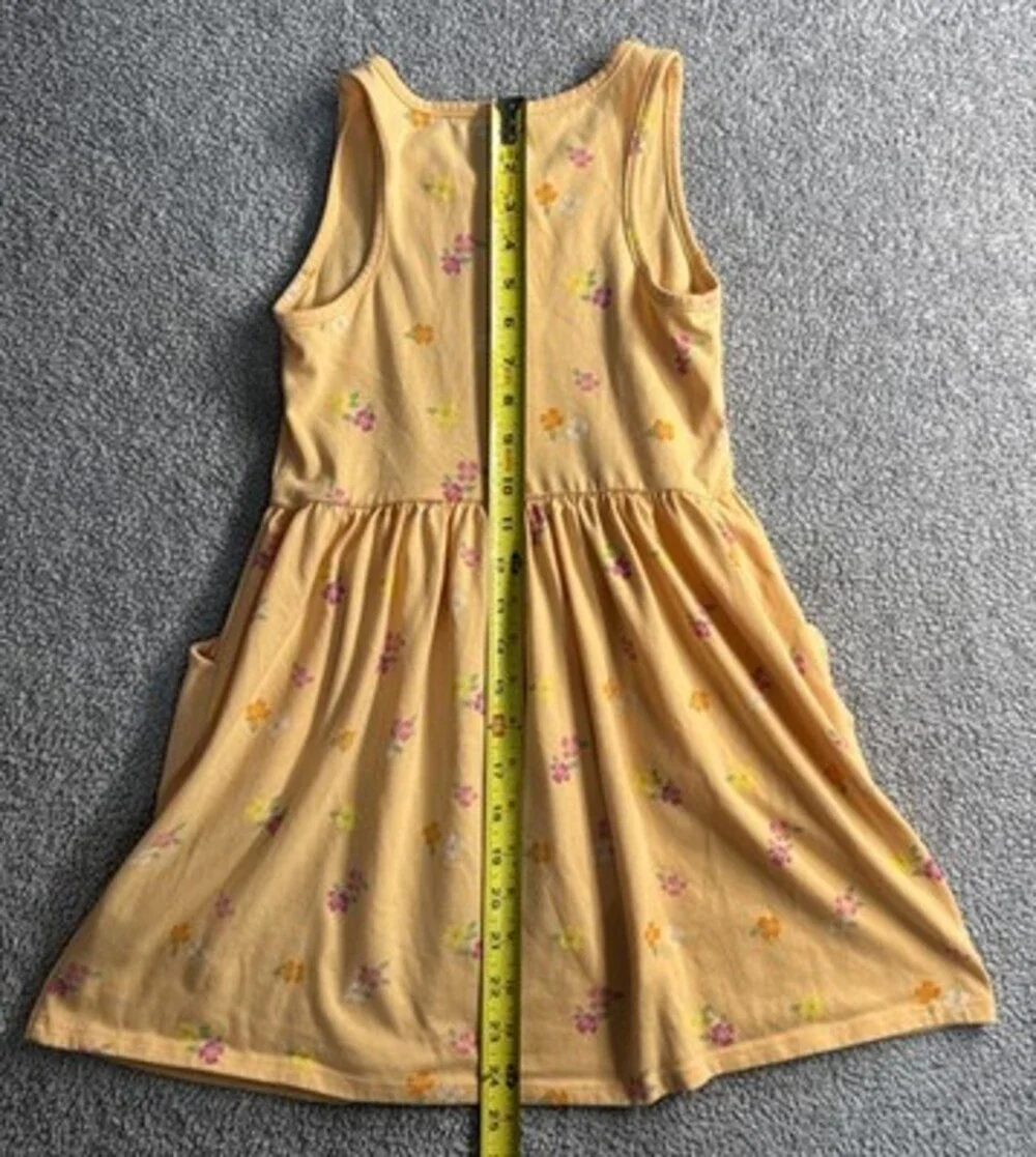 Cat & Jack Girls Peachy-Orange Floral Sundress Sleeveless Ruffle Neck M (8)